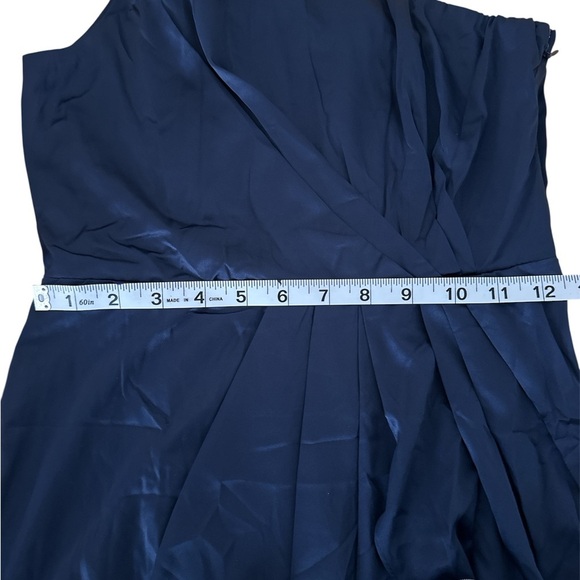 Lulus Law of Attraction Navy Blue One Shoulder Asymmetrical Midi Dress Small - Picture 4 of 5